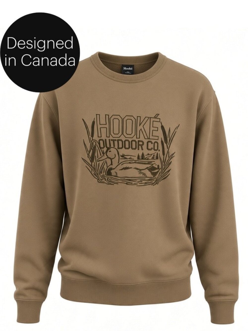 HOOKÉ Brown Embroidered Outdoor Graphic Crewneck Sweatshirt men’s m